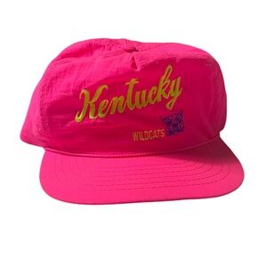 Vintage Kentucky Wildcats Neon Pink Lime SnapBack Hat 80s Maydale VTG